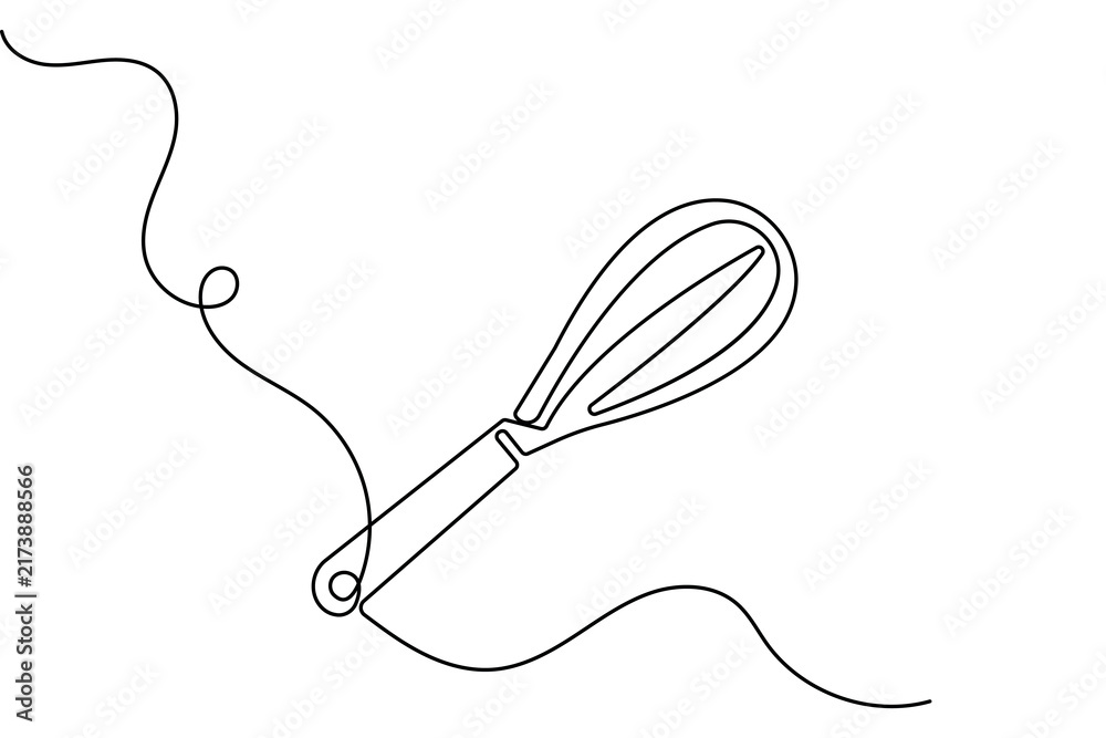 Obraz premium Balloon whisk continuous one line drawing minimalist outline vector illustration