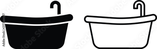Bathtub icon vector illustration featuring a deep soaking tub with a curved water faucet bath tub bathroom fixture bathroom