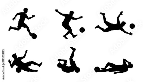 Dynamic Soccer Player Silhouettes, Action Poses, Football Game Moments, Vector Graphics Set