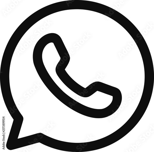 Phone call speech bubble outline icon vector