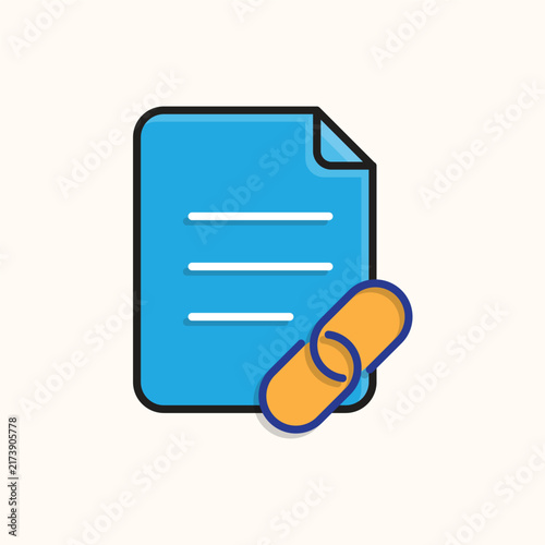 Survey link icon. survey. combining a survey document and chain link, and online questionnaire. Isometric design style.