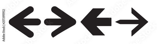 Black horizontal navigation arrow set with flat and geometric pointers for user interface layout.