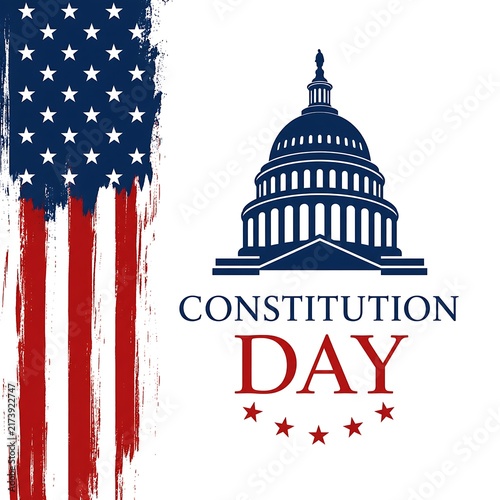 Constitution day illustration with us capitol