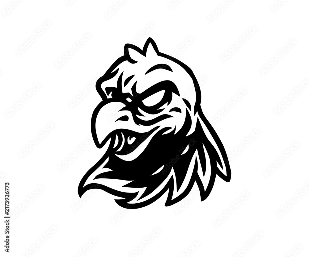 Naklejka premium Angry crow bird mascot head vector illustration isolated on white background