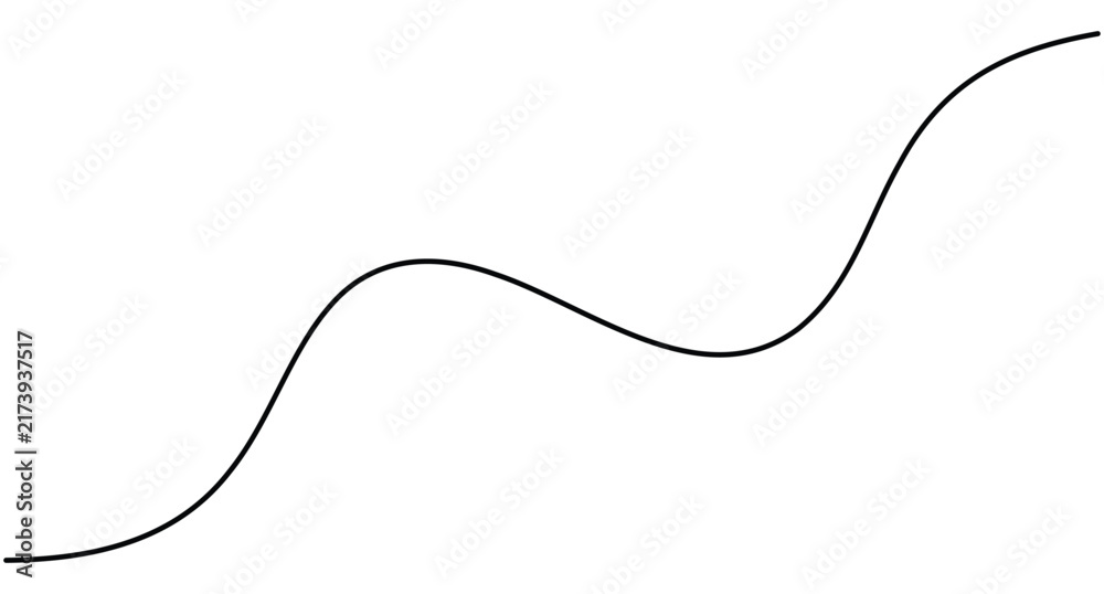 Fototapeta premium Curve continuous one line art vector depicting a smooth rising wave pattern with flowing contours and an editable stroke