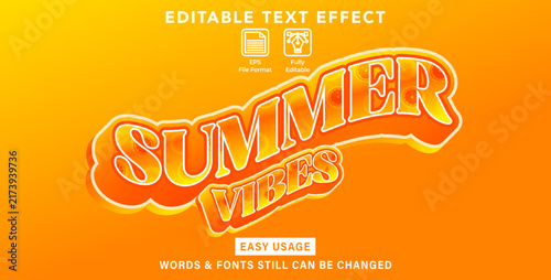 Editable graphic text effect summer vibes styles