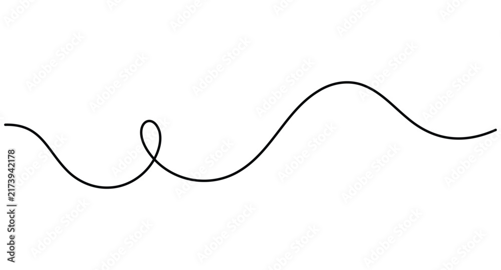 Obraz premium Single loop line continuous one line art vector depicting a minimal horizontal curve with an editable stroke.