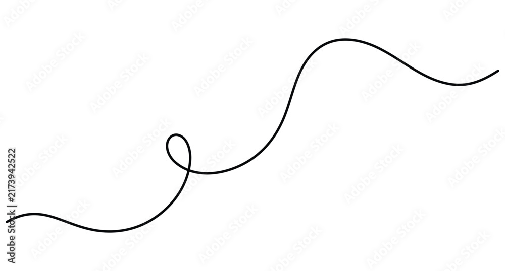 Fototapeta premium Single loop curve line continuous one line art vector depicting an ascending path with a single loop and an editable stroke