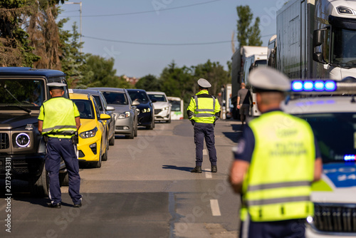 Police officers during a traffic stop