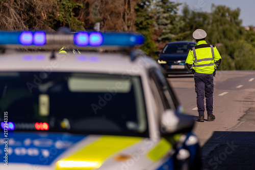 Police officers during a traffic stop