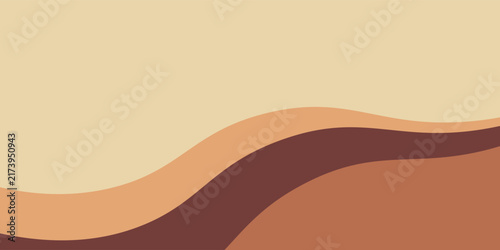 Layered Wavy Background. Wavy Chocolate Illustration. Flowing Melted Coffee. Earthy Soft Brown Color