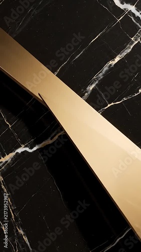 Marble Surface with Gold Geometric Shapes Seamlessly Looping. Elegant Abstract Design with Luxurious Texture and Dynamic Motion.