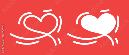 Dynamic Swirling Motion Heart Symbols With Speed Lines And Motion Blur Effects Vector Design Set On Red Background