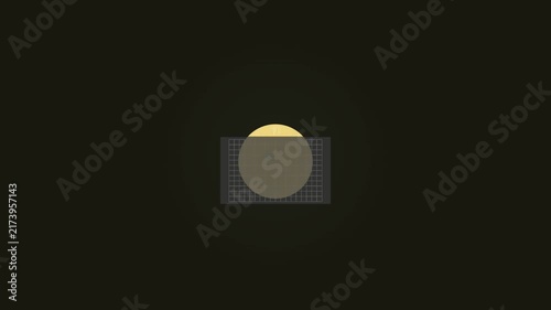 Slow motion of a yellow ball bouncing on a dark surface with shadow effect