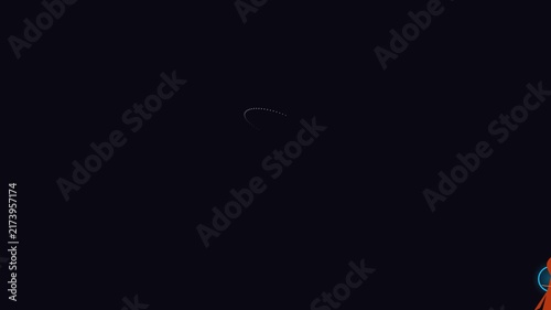 Slow motion of glowing fireballs in dark space with subtle motion blur