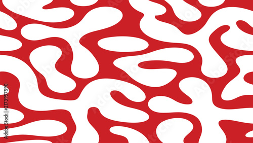 Red White Abstract Camouflage Pattern Background – Bold Organic Shapes, Modern Seamless Texture Design
