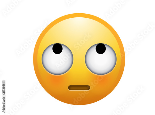Quadro su tela Rolling eyes emoji vector icon looking up for annoyance and sarcasm reaction
