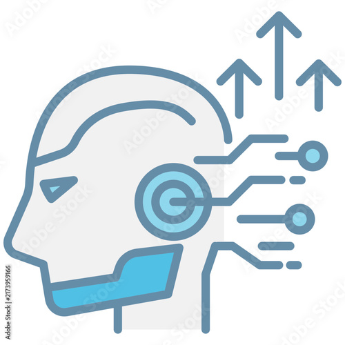 An automation head circuit arrow technology icon with digital interface
