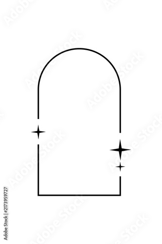 Bild auf Leinwand Minimalist black archway frame with sparkle accents for elegant photography and posters on transparent background