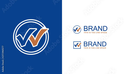 Tick Mark or Right Mark Letter W Monogram Vector Logo ARt