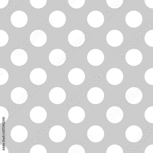Seamless White Polka Dot vector Pattern on Light Gray Background - Minimalist Geometric Tileable Backdrop for Textile and Web Design
