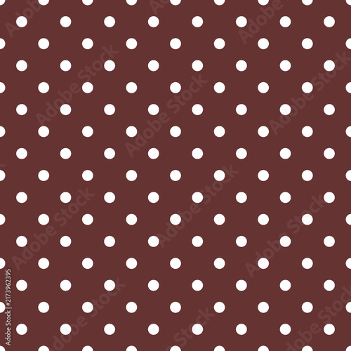 Seamless Classic White Polka Dot Pattern on Rich Dark Brown Background - Retro Tileable Geometric Design for Fabric, Wallpaper, and Digital Projects
