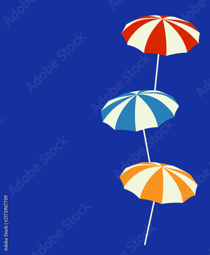 Vibrant Tropical Summer Umbrellas Set