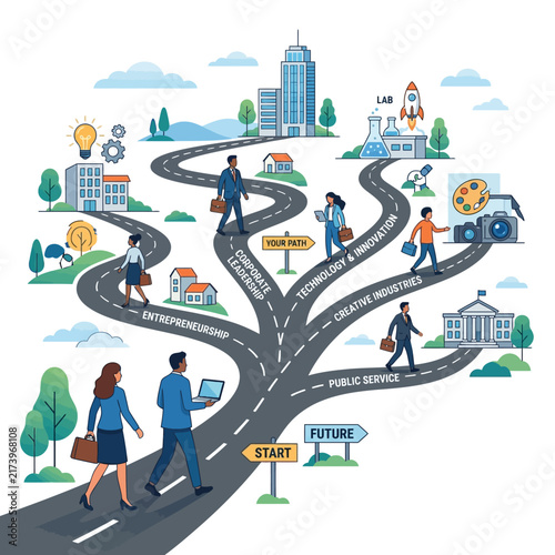 Career paths and business growth illustration
