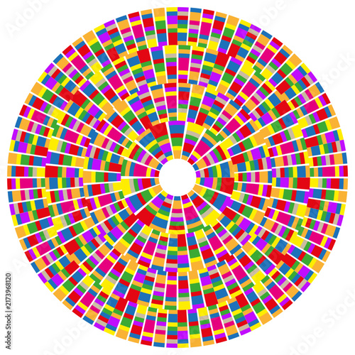 Complex pie chart concentric vector shape features colorful data geometry. It represents creative statistics graph.