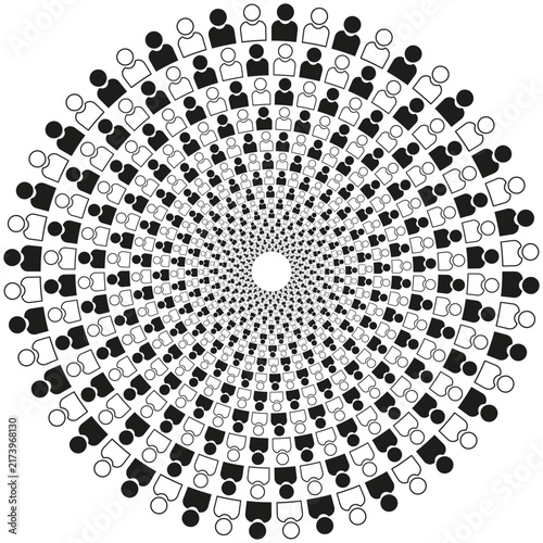 User avatar mosaic vector pattern features crowd network circle. It visualizes creative abstract people.