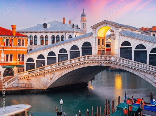 Venice, Italy at the Rialto Bridge over the Grand Canal at dawn 203