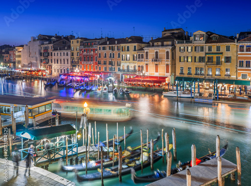 Konstfotografi Venice, Italy overlooking boats and gondolas in the Grand Canal at dusk 235