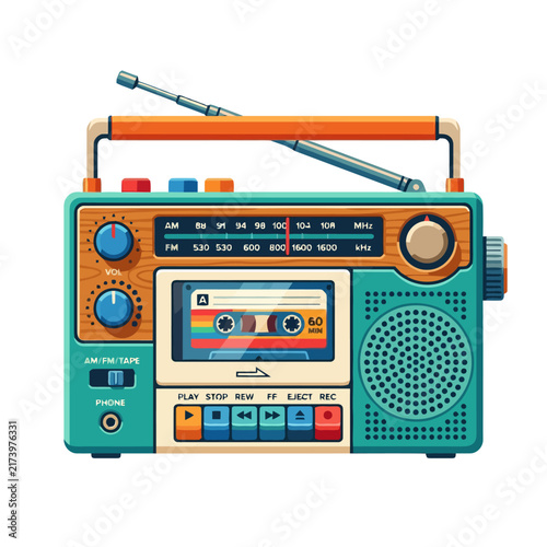 Retro Cassette Player Radio Boombox 80s Vintage Music Portable Device