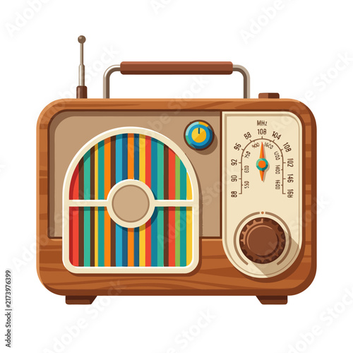 Retro Radio with Colorful Stripes and Analog Dial
