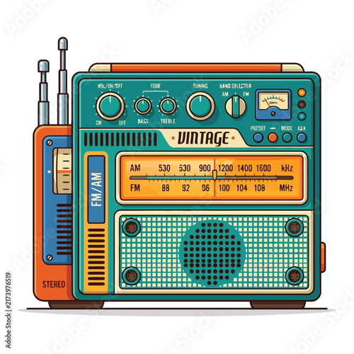 Retro Vintage Radios, FM/AM Portable Communication Devices, Retro Style