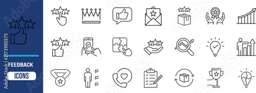 Customer feedback and review icons. star icon set, thumb icon set, badge icon set