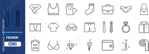 Fashion clothing accessories vector icons. tie icon set, shirt icon set, wallet icon set