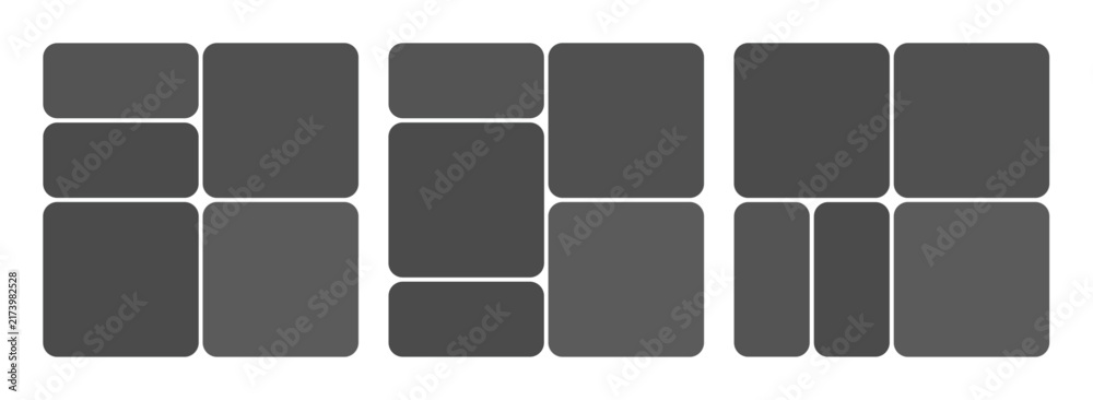 Naklejka premium Social media post template with ig story collage design. Puzzle grid layout vector banner on abstract background. Photo mockup set for digital content creation.