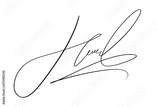 Calligraphic signature stroke placeholder for certificate and contract.