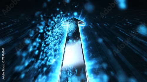 Triangle Spotlight Rising in Dark Scene