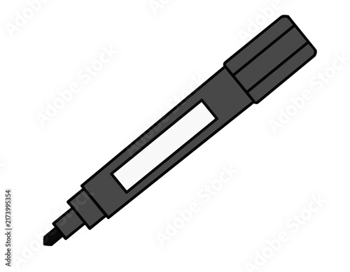 マーカー マーカーペン 油性ペン 太字 文房具 筆記用具 事務用品 オフィス 仕事 会社 書く 記入 宛名 梱包 荷造り 引っ越し 掲示 板書 黒 モノトーン シンプル 線画 イラスト 白背景 marker pen black permanent stationery office writing