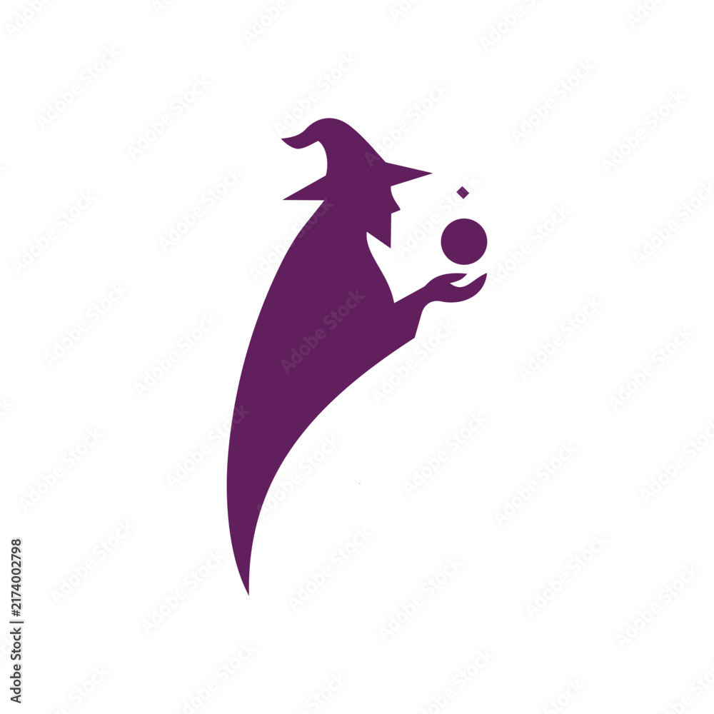 Naklejka premium Minimalist Wizard Silhouette Logo