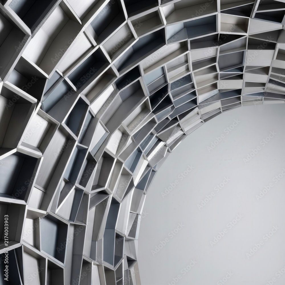 Fototapeta premium Silver Cellular Vault Abstract Background – Premium Precision Structure for Advanced Technology