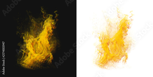 Konstfotografi Flames rising against a dark background fiery yellow and orange hues