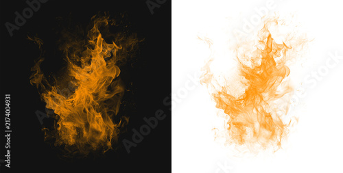 Konstfotografi Fiery flames with smoke against a dark background digitally rendered