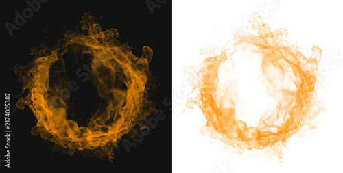 Принти на полотні Circular fire formation against a dark background dynamic flame texture