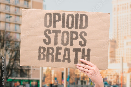 Quadro su tela "Opioid stops breath" Respiratory depression can be fatal