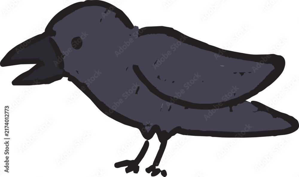 Naklejka premium 可愛い手書きの鳴くカラスのイラスト - ゆるい・シュール・落書き風素材