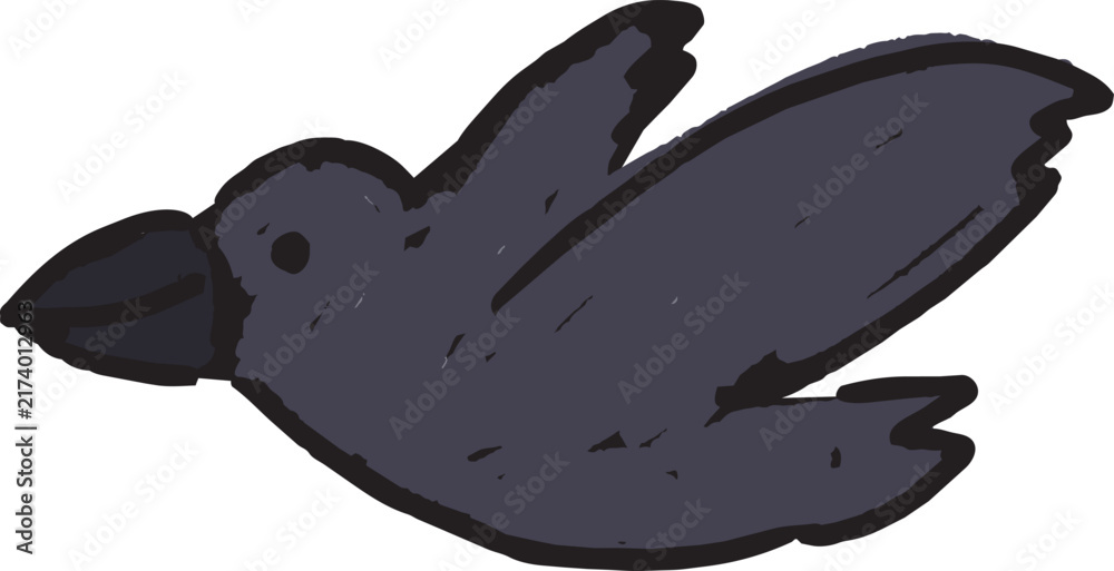 Naklejka premium 可愛い手書きの飛ぶカラスのイラスト - ゆるい・シュール・落書き風素材