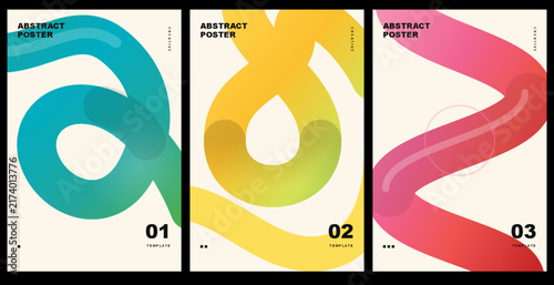 Abstract poster templates with colorful fluid shapes and gradient lines for modern graphic design